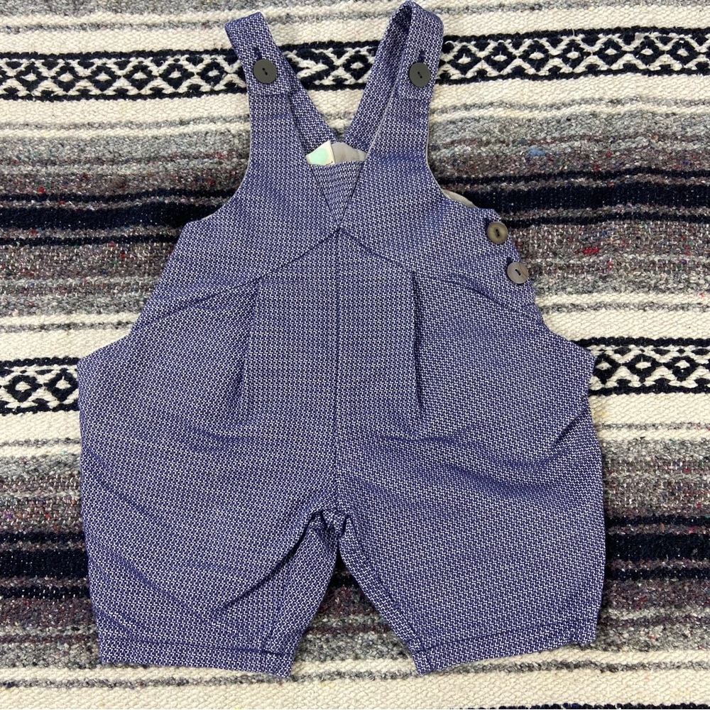 3/$12 MACARONS Baby 14/18 Months Textured Blue Cotton Overalls Jumper